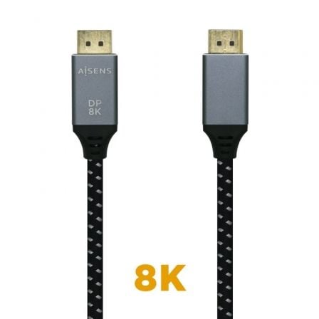 Cable DisplayPort 1.4 8K Aisens A149-0436/ DisplayPort Macho - DisplayPort Macho/ 1.5m/ Negro Gris