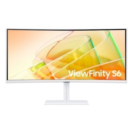 Monitor Profesional Ultraparonámico Curvo Samsung ViewFinity S6 S34C650TAU 34'/ UWQHD/ Multimedia/ Regulable en altura/ Blanco